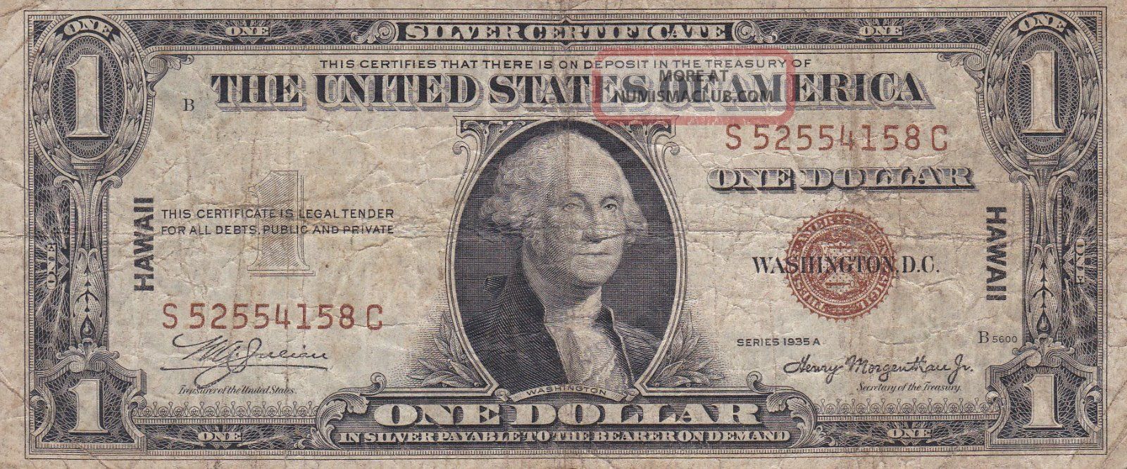 1935a $1 Hawaii Silver Certificate