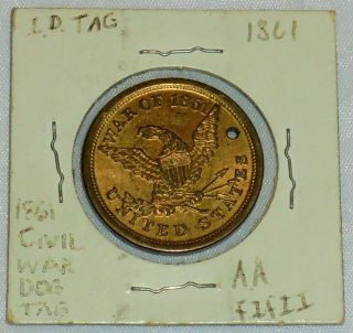 1861 Civil War Dog Tag Test Stamped War Of 1861 Union Id Token photo