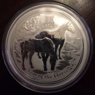 2014 Australian Lunar Year Of The Horse 2 Oz Silver Coin Perth Uncirculated photo