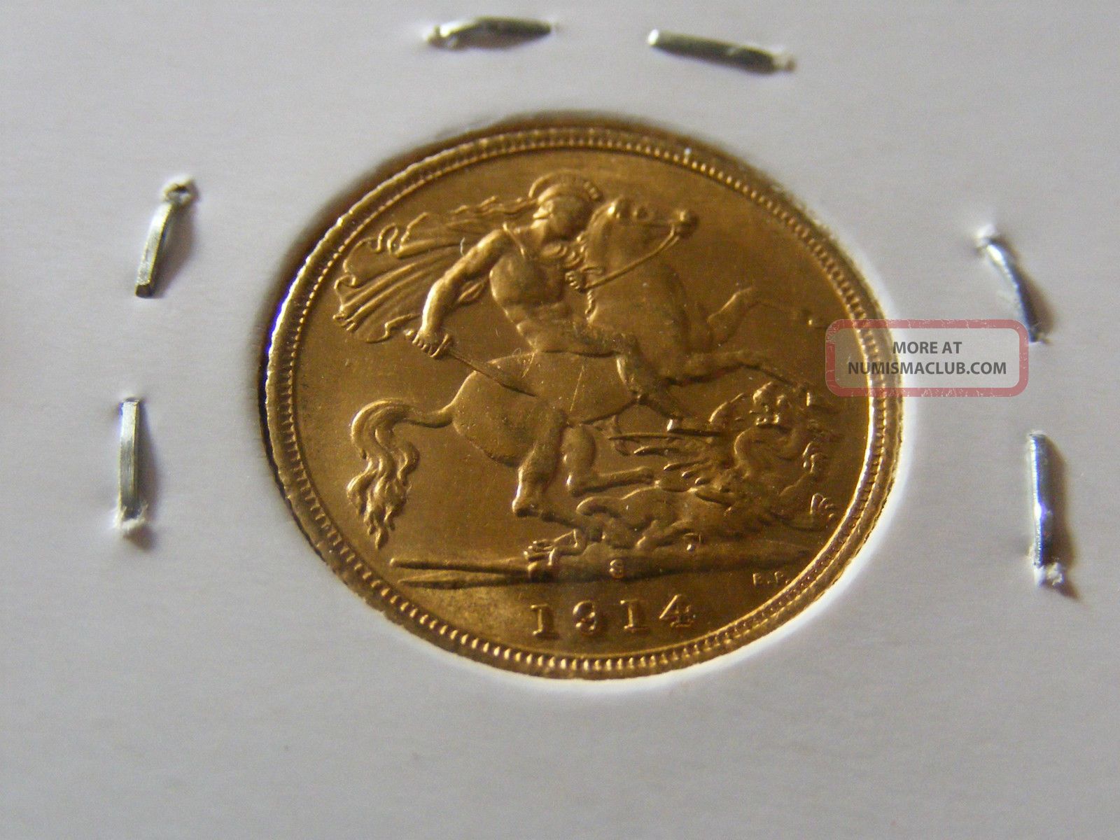 A 1914s Gold Half Sovereign Aunc