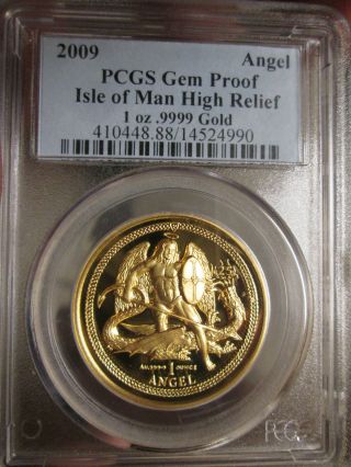 2009 Isle Of Man Angel Coin - 1 Oz.  9999 Gold - High Relief Pcgs Gem Proof photo