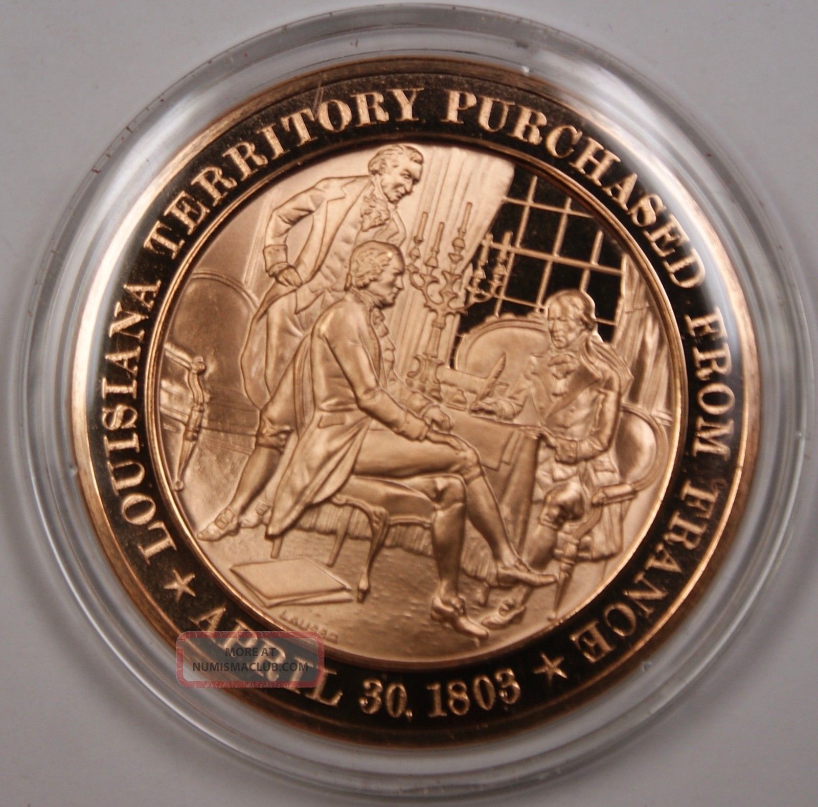 Bronze Proof Medal Louisiana Territory Purchased From France April 30 1803