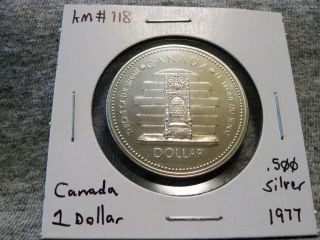 Canada 1 Dollar 1952 - 1977 Silver Jubilee Queen Elizabeth.  500 Silver Km 118 photo