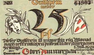 Xxx - Rare German 25 Pfennig Notgeld Banknote Oberammergau 1921 Unc photo
