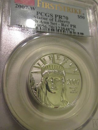 2007 - W $50 Reverse Proof Platinum American Eagle Coin Pr70 Pcgs First Strike photo