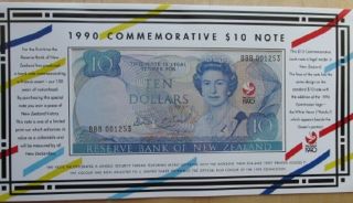 Zealand 1990 Commemorative $10 Banknote,  Crisp Uncirculated photo