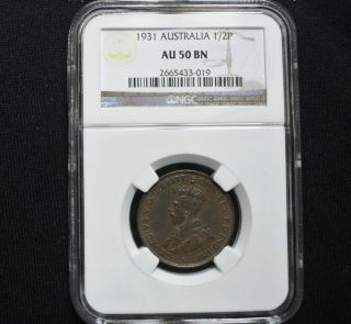 Au - 50 Ngc 1931 Australia Bronze 1/2 Penny About Unc photo