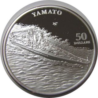 Elf Marshall Islands 50 Dollars 1998 S Silver Proof Battleship Yamato Ship photo
