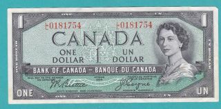 The Canada One Dollar Banknote 1954 L/l 0181754 photo