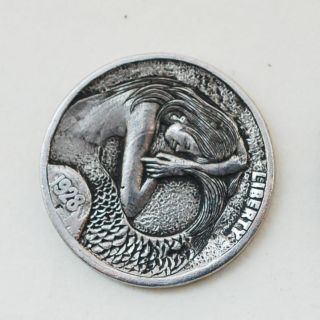 1928 Hobo Nickel Hand Carved “mermaid ”art Coin @ 1520 photo