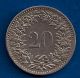 1897 Switzerland 20 Rappen Vintage Low Mintage Swiss Nickel Composition Coin Europe photo 1