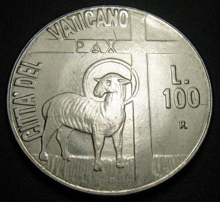 Vatican City 100 Lire Coin 1984 Km 180 Year Of Peace Lamb John Paul Ii photo