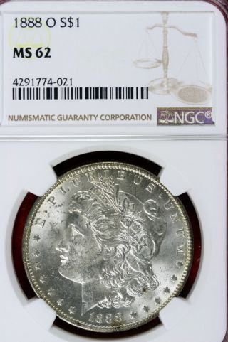 1888 - O Ngc Ms62 Morgan Silver Dollar Db photo