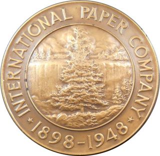 Scarce 1948 International Paper Company 50th Anniversary Bronze Medal,  Maco photo