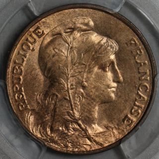 1916 Star Pcgs Ms 64 Rd France 5 Centimes (marianne) State Full Red Bu photo