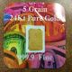 Gold 24k Pure Au Bullion 5 Grain Bar On A Small Card Gold photo 1