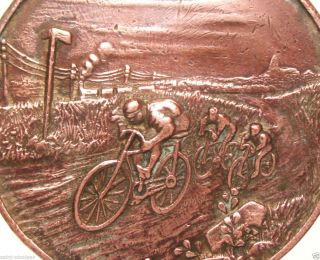 1905 Cycling Competition - Antique Art Medal Signed Devigne - Hart photo