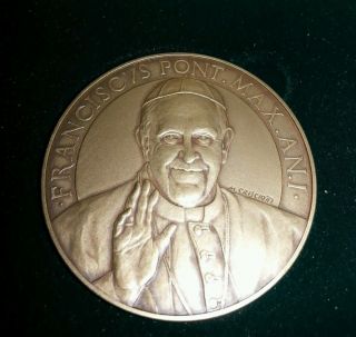 Vatican City - 2013 Official Papal Bronze Medal Year 1st Pope Francis Pontificate photo