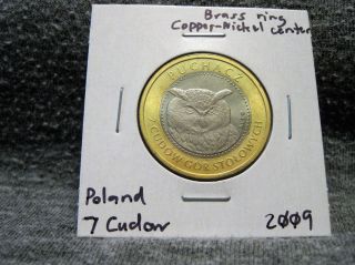 Poland 7 Cudow 2009 Bimetallic Owl Coin Puchacz Gory Stolowe National Park photo