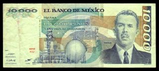 El Banco De Mexico 10,  000 Pesos 19 - Jul - 1985,  Series Ku.  P - 89b F, photo