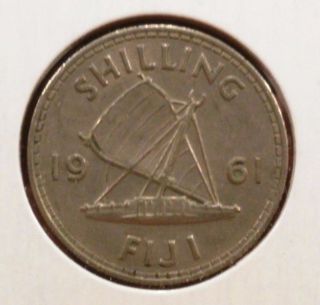 1961 Fiji Shilling Very Fine Coin,  Km 23 photo