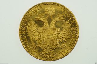 1915 Austria Gold Ducat Coin In Uncirculated photo