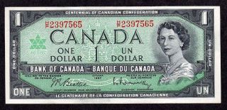 1967 $1.  00 Bc - 45b - I Vf - Ef Bank Of Canada Serial Centennial One Dollar Note photo