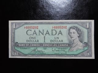 1954 $1 Bank Of Canada Note L/f6605202 Bouey - Rasminsky Vf Modified Portrait photo