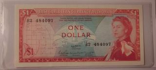 1965 East Caribbean Currency Authority One Dollar $1 B2 484097 P - 13a.  2 Gem Unc photo