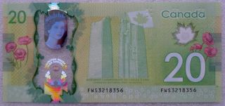 2015 Canada $20 Polymer Note Commemorating Queen Elizabeth Ii Historic Reign Unc photo