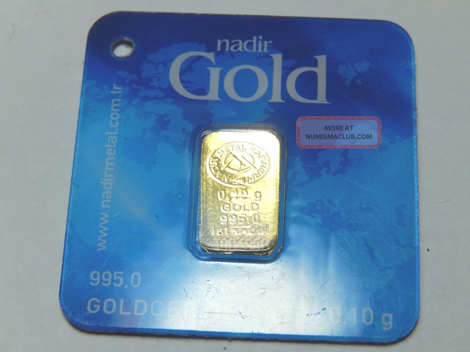Nadir Gold 0 10 Gram Bar 995 1000 Pure With Assay Card 24k