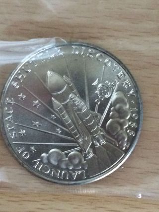 1988 Marshall Islands 5 Dollars Launch Of Space Shuttle Discovery Coin photo