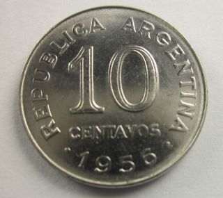 Argentina 10 Centavos,  1956 Circulated,  Uncertified photo