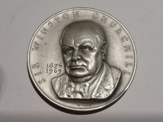 1965 Sir Winston Churchill Medallic Art Co.  999 Fine Silver Medal W/box photo