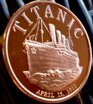 1oz.  999 Fine Copper Coin Token The Titanic Ship 1912 April 15th Medal Coin photo