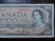 1954 $100 Bank Note Canada Bill A/j0509425 Coyne - Towers Vf - Ef Devil ' S Face Canada photo 4
