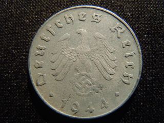 1944 - E - German - Ww2 - 10 - Reichspfennig - Germany - Nazi Coin - Swastika - World - Ab - 6196 - Cent photo