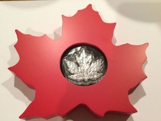 $20 Dollar Canadian Maple Leaf Shaped 1 Oz Fine Silver Canada 2015 Proof Limited photo