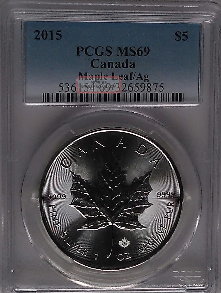 Pcgs Registry 2015 Canada Silver Maple Leaf/ag $5 Coin Ms69 1oz 9999 - 0 - Higher Coins: Canada photo