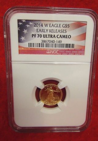 2014 W Gold Eagle $5 (1/10th Oz) Early Releases Ngc Pf70 Ultra Cameo photo