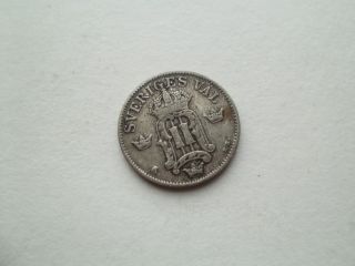 1907 Sweden 10 Ore Silver Coin,  Piece photo
