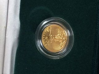 2012 - W Gold American Eagle $5.  00 1/10 Ounce Gold Coin In Green Eagle Box photo