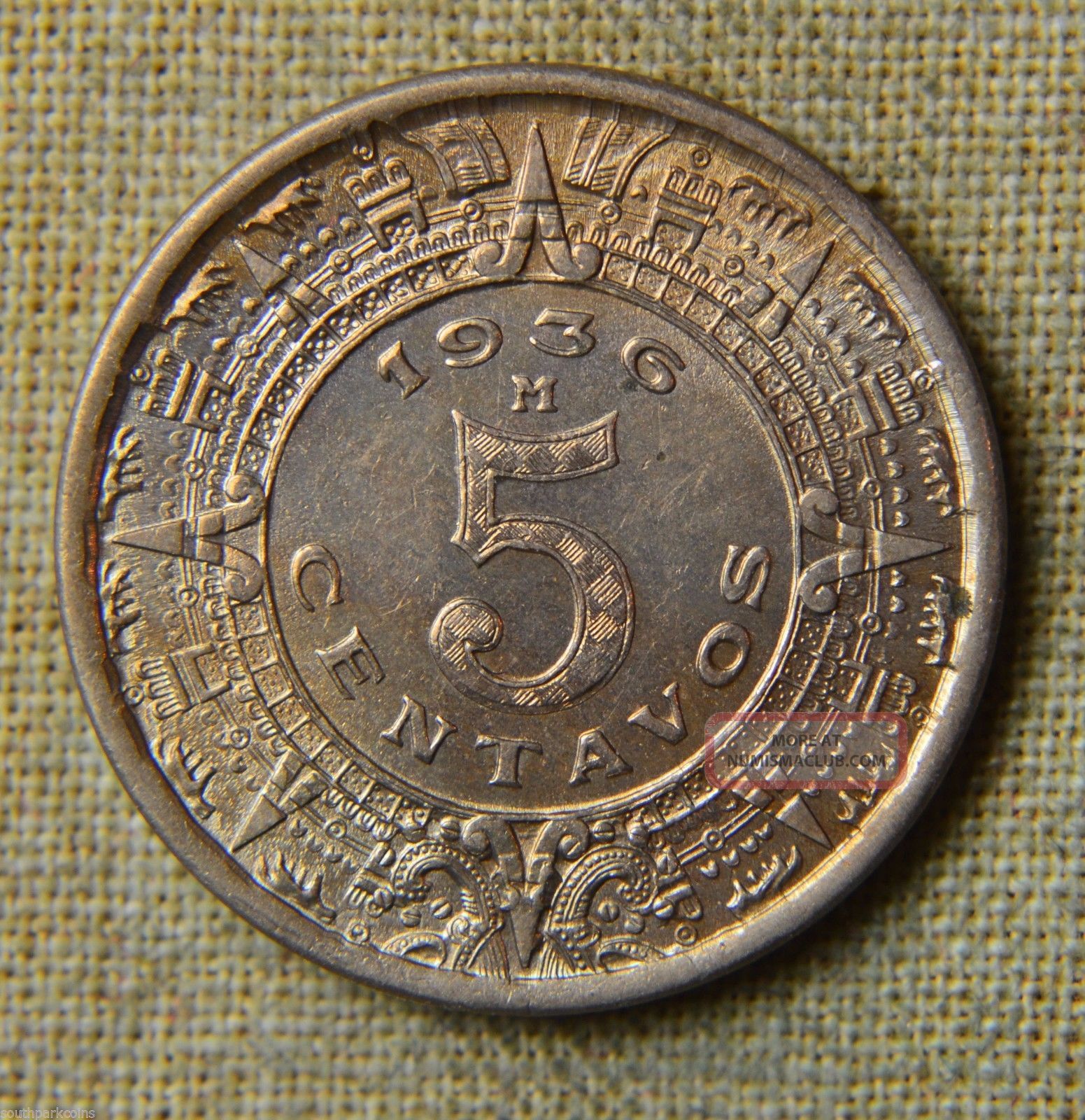 1936 5 centavos mexican coin