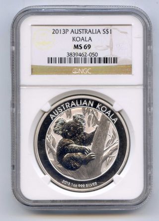 2013 P Australia Silver $1 Koala Ms 69 Ngc 3839462 - 050 photo