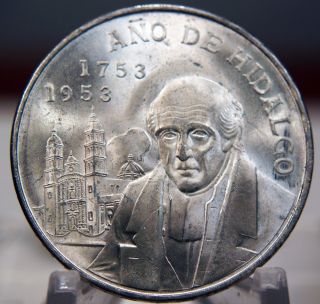 Mexico: 5 Pesos 1953 Bicentennial Of Hidalgo ' S Birth Km 468 Choice Bu Unc Nr photo