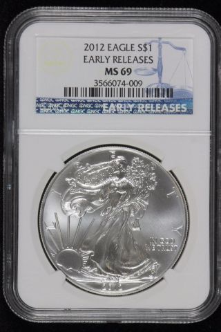 Ngc Ms69 2012 American Silver Eagle $1 Early Releases photo