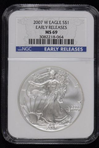 Ngc Ms69 2007 - W American Silver Eagle $1 Early Releases (64) photo
