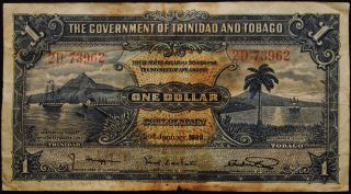The Government Of Trinidad And Tobago One Dollar Note 1939 photo