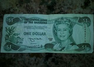 1996 Bahamas 1 Dollar Note photo