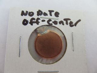 1c Lincoln Cent Off - Center Error With No Date (red/brown Unc.  Cond. ) {j - 91 B2} photo